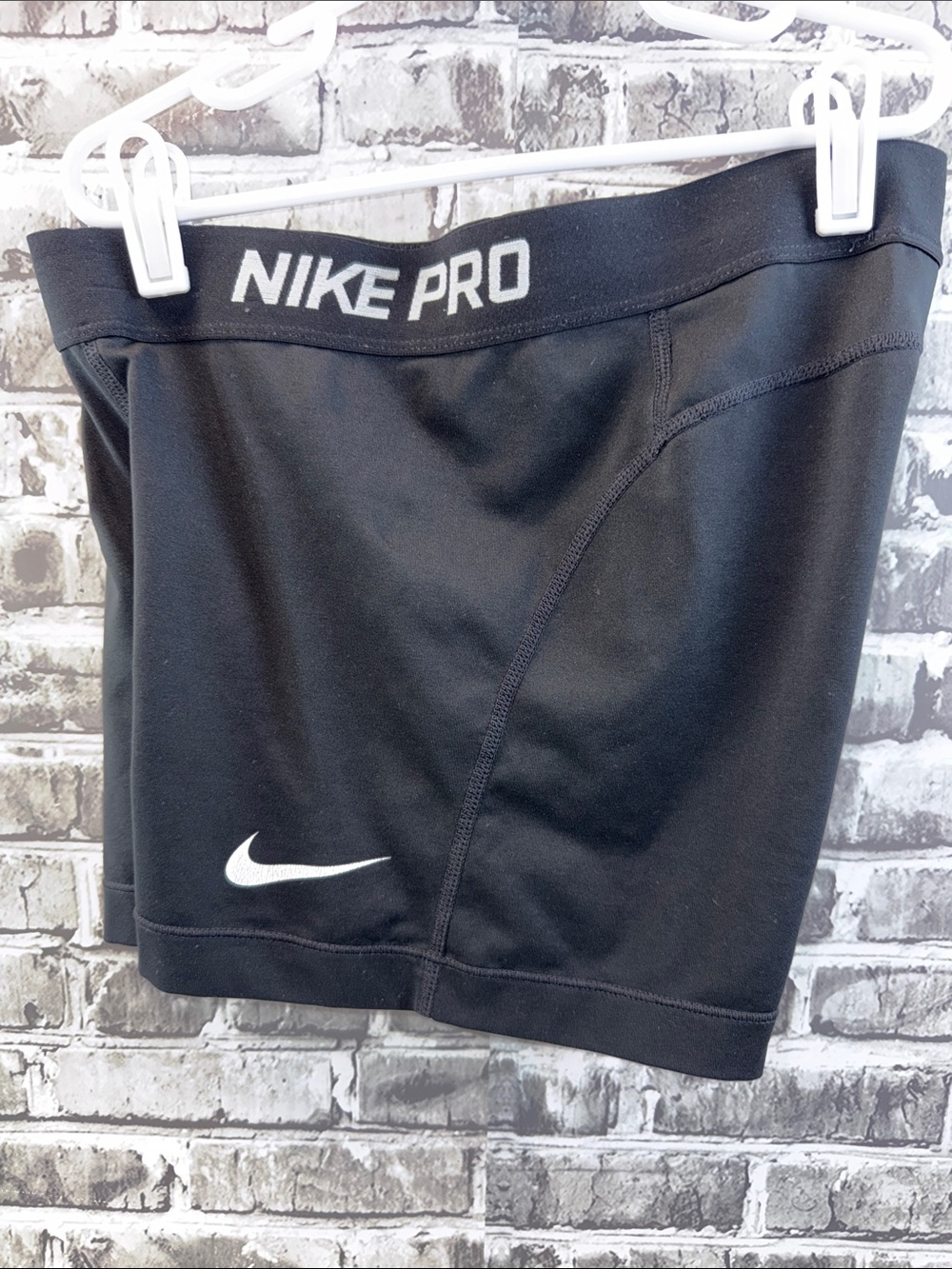 Nike Black Pro Compression Shorts with White Swoosh